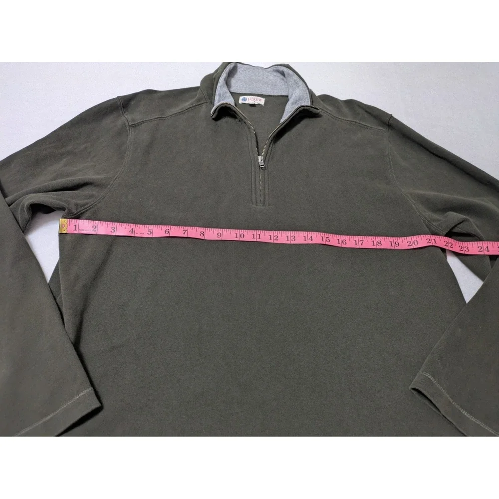 J Crew Sweater Men XL Olive Green Solid Quarter Zip Pullover‎ Preppy Casual